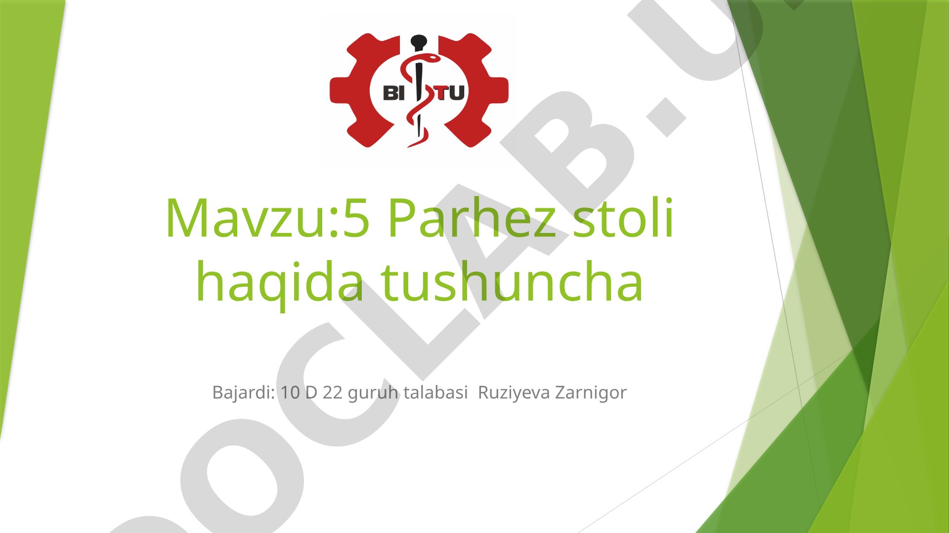 5 Parhez Stoli