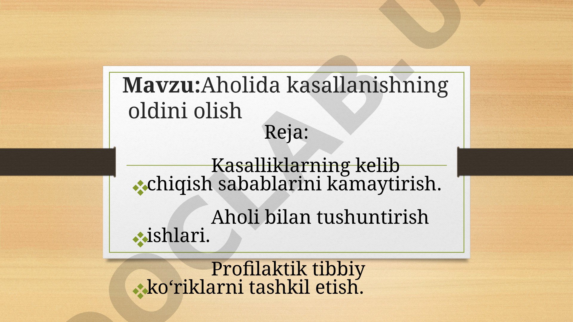 Aholida kasallanishning oldini olish