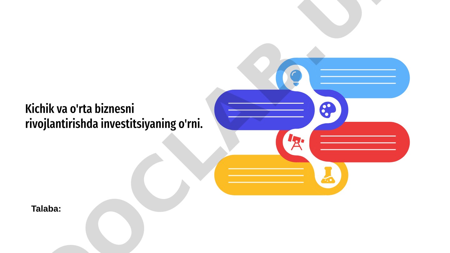 Kichik va o'rta biznesga investitsiyalar