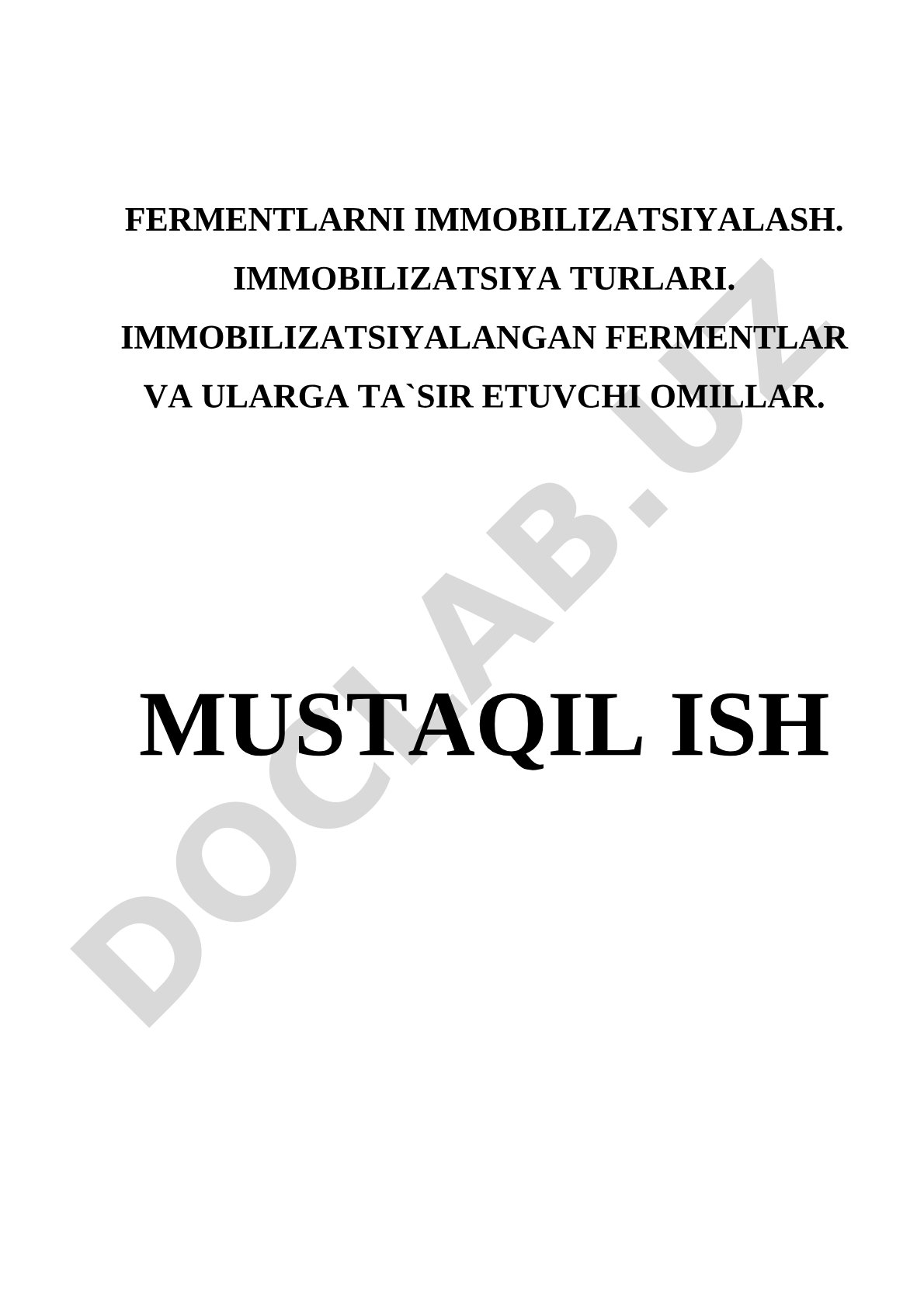 Fermentlarni Immobilizatsiyalash