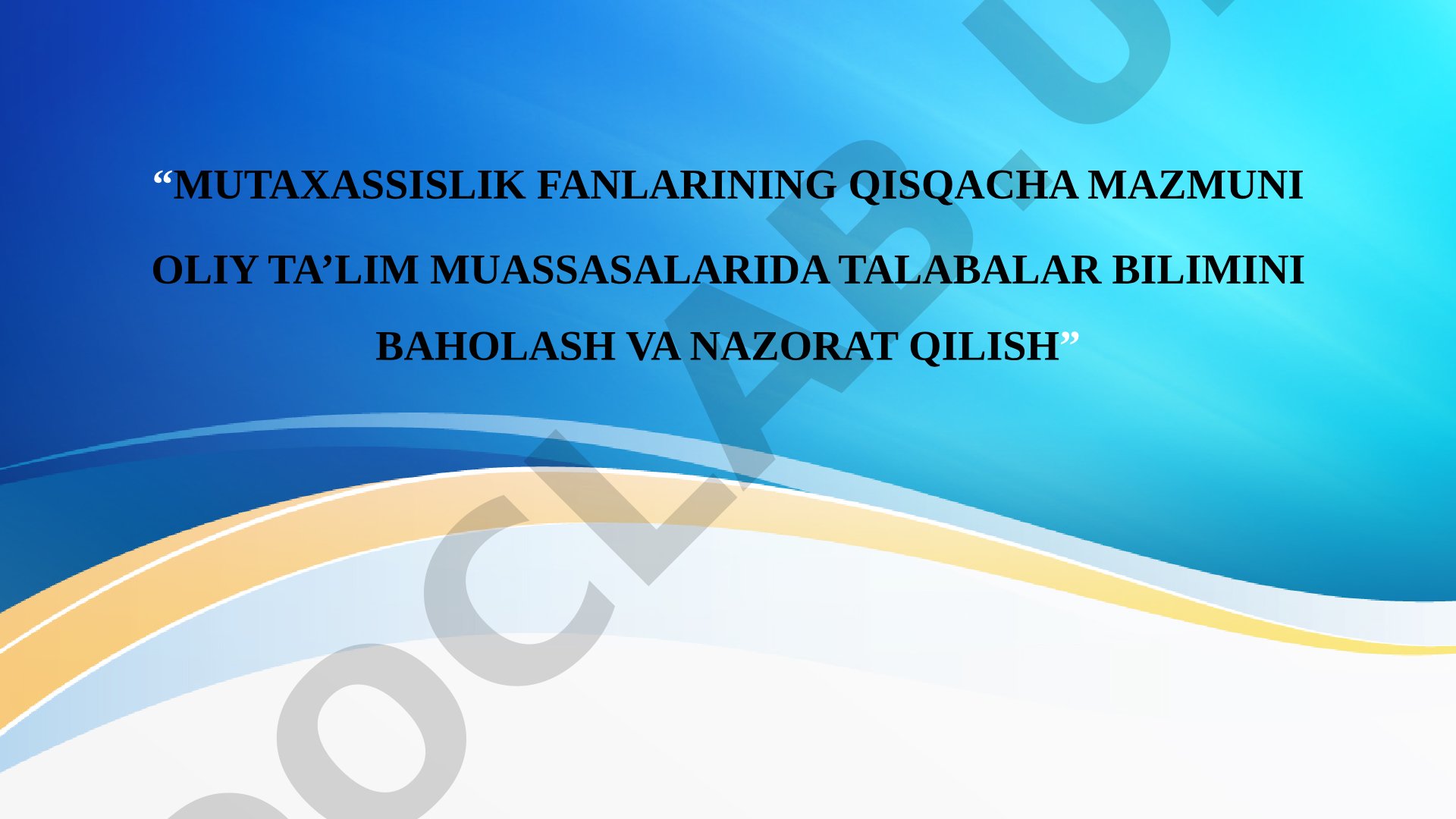 Mutaxassislik Fanlari O'quv Qo'llanmasi