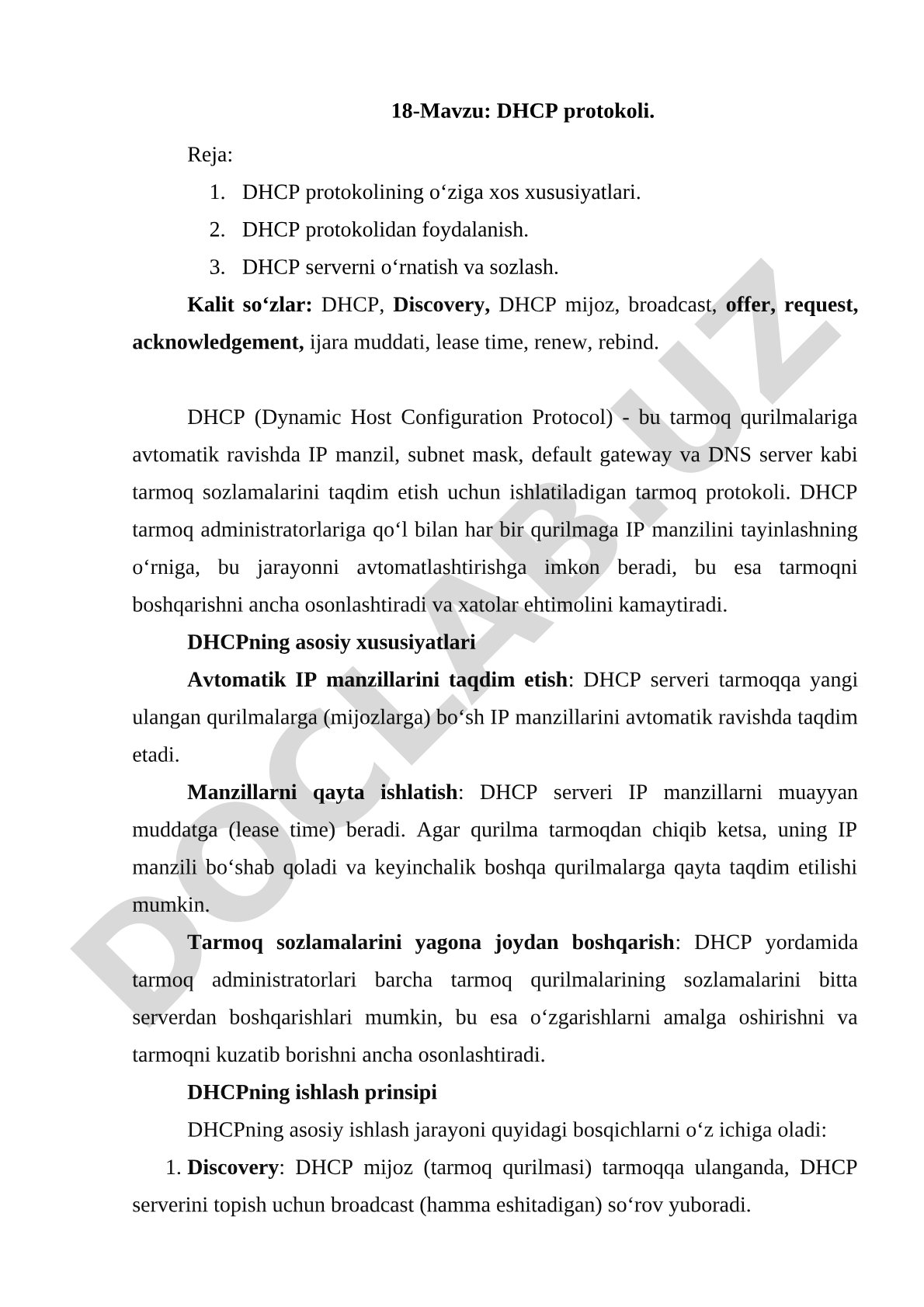 DHCP Protokoli