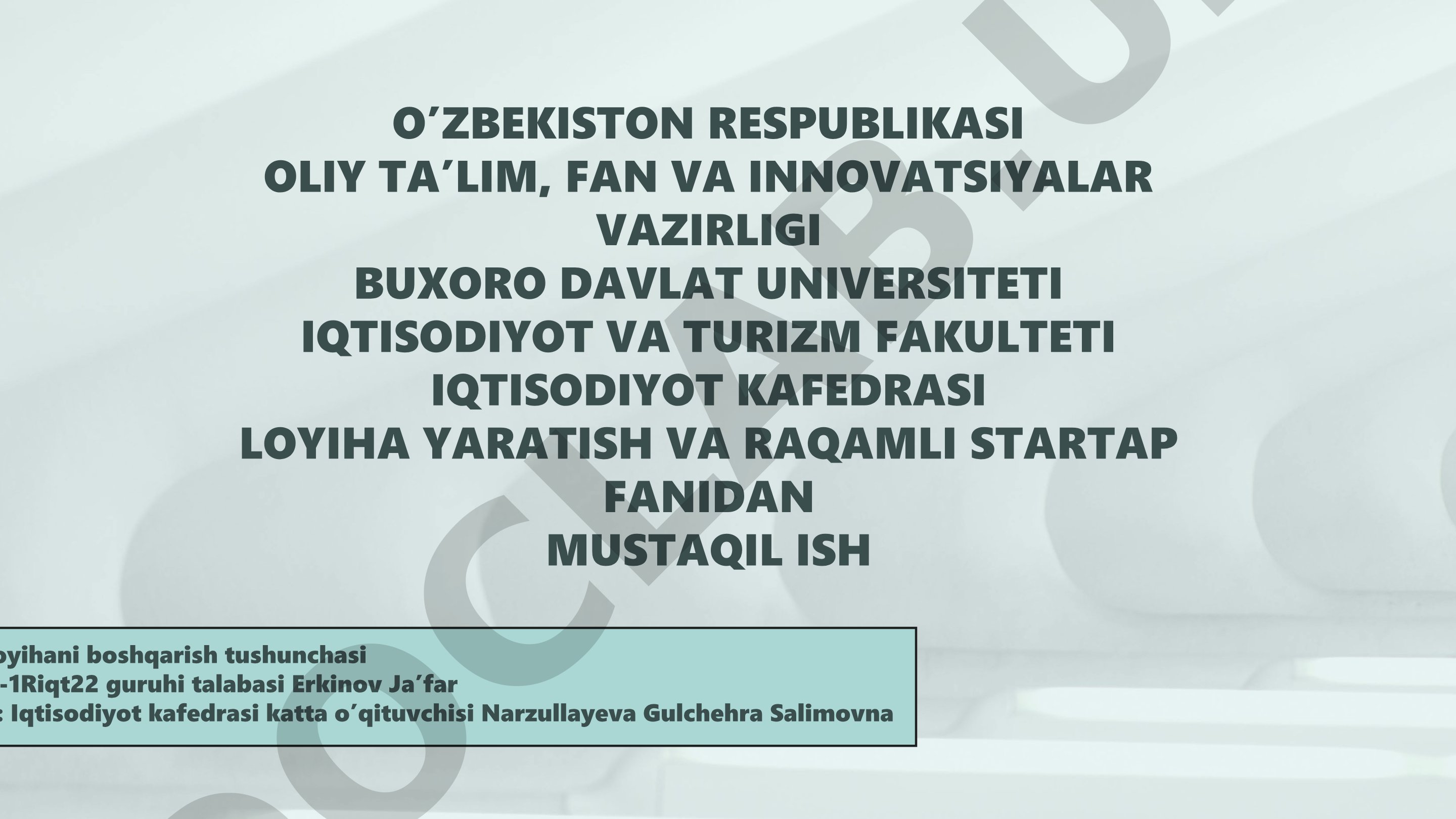 Loyihani boshqarish tushunchasi