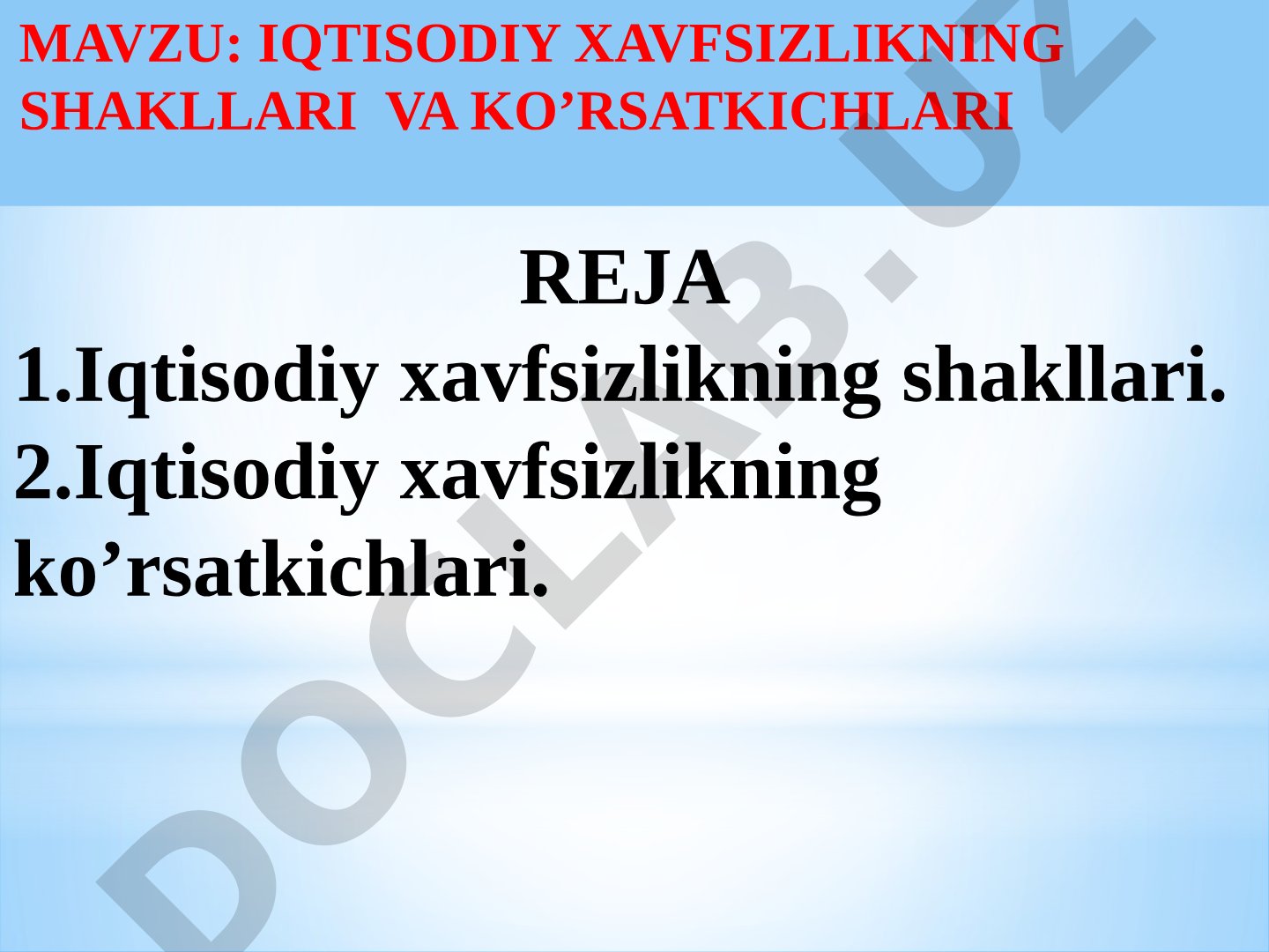 Iqtisodiy Xavfsizlikning Shakllari va Ko'rsatkichlari