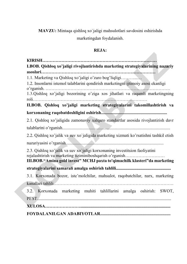 Mintaqa qishloq xo'jaligi mahsulotlari savdosini oshirishda marketingdan foydalanish