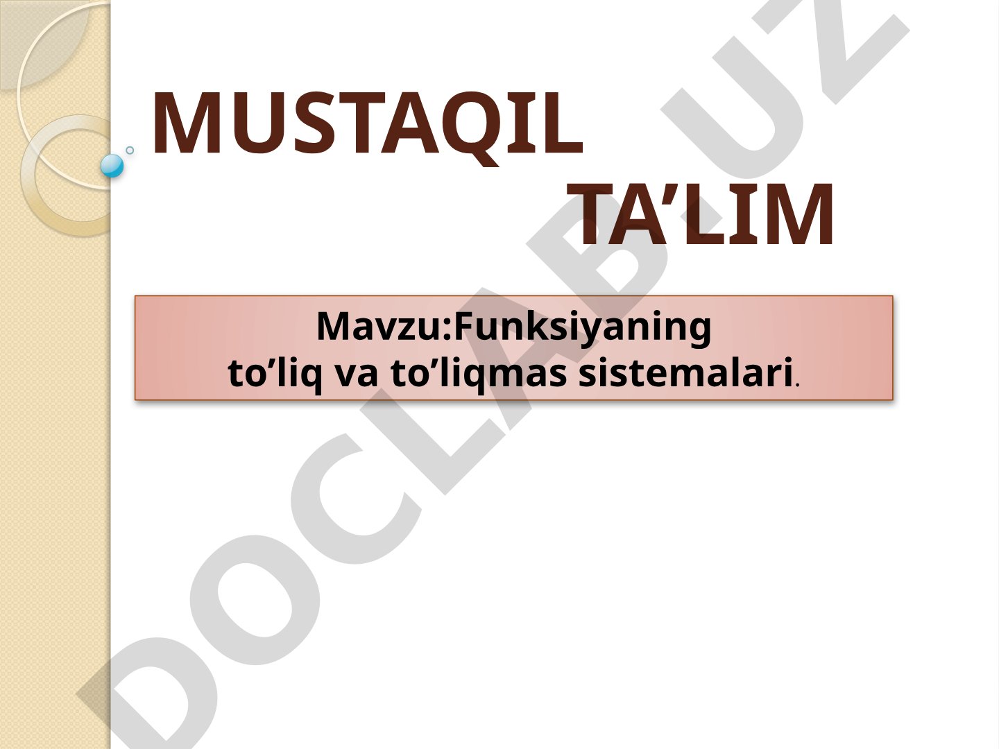Funksiyalar Sistemalarining To'liqligi
