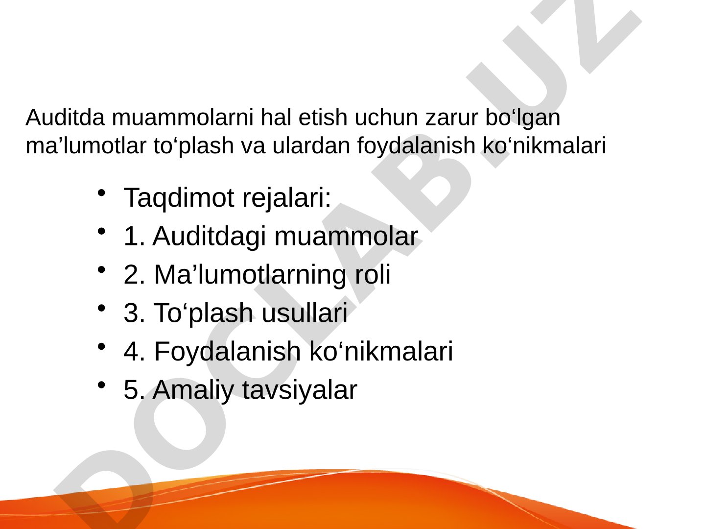Audit Muammolarini Hal Qilish Taqdimoti