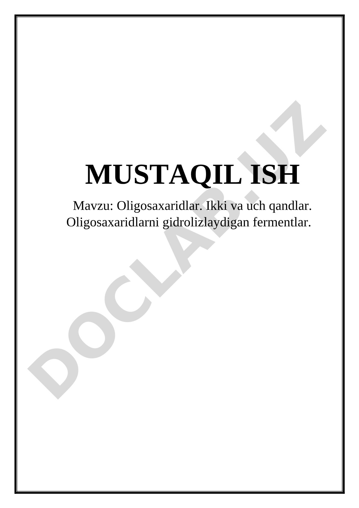 Oligosaxaridlar va fermentlar