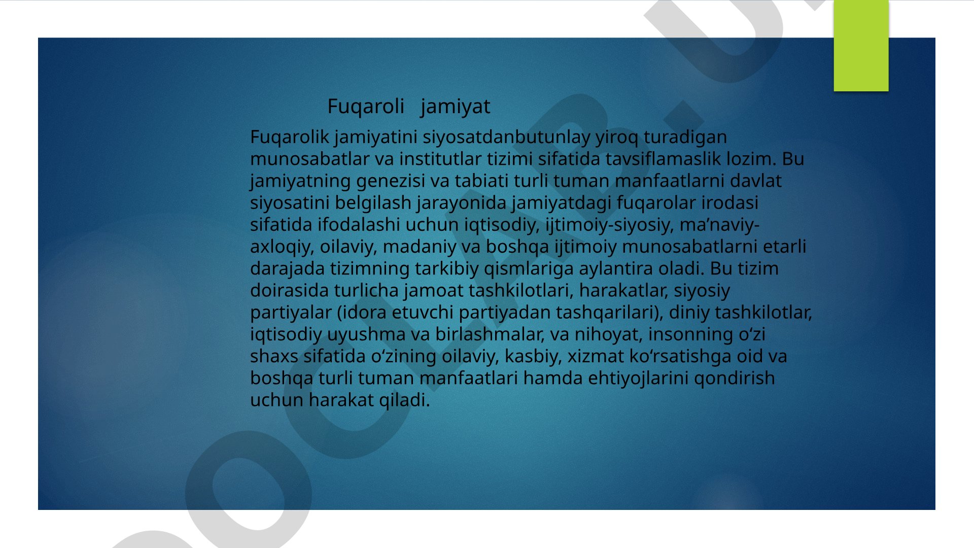 Fuqarolik Jamiyati Tahlili