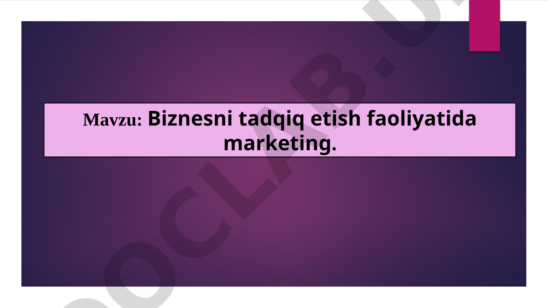 Kichik Biznes Marketing Tadqiqoti