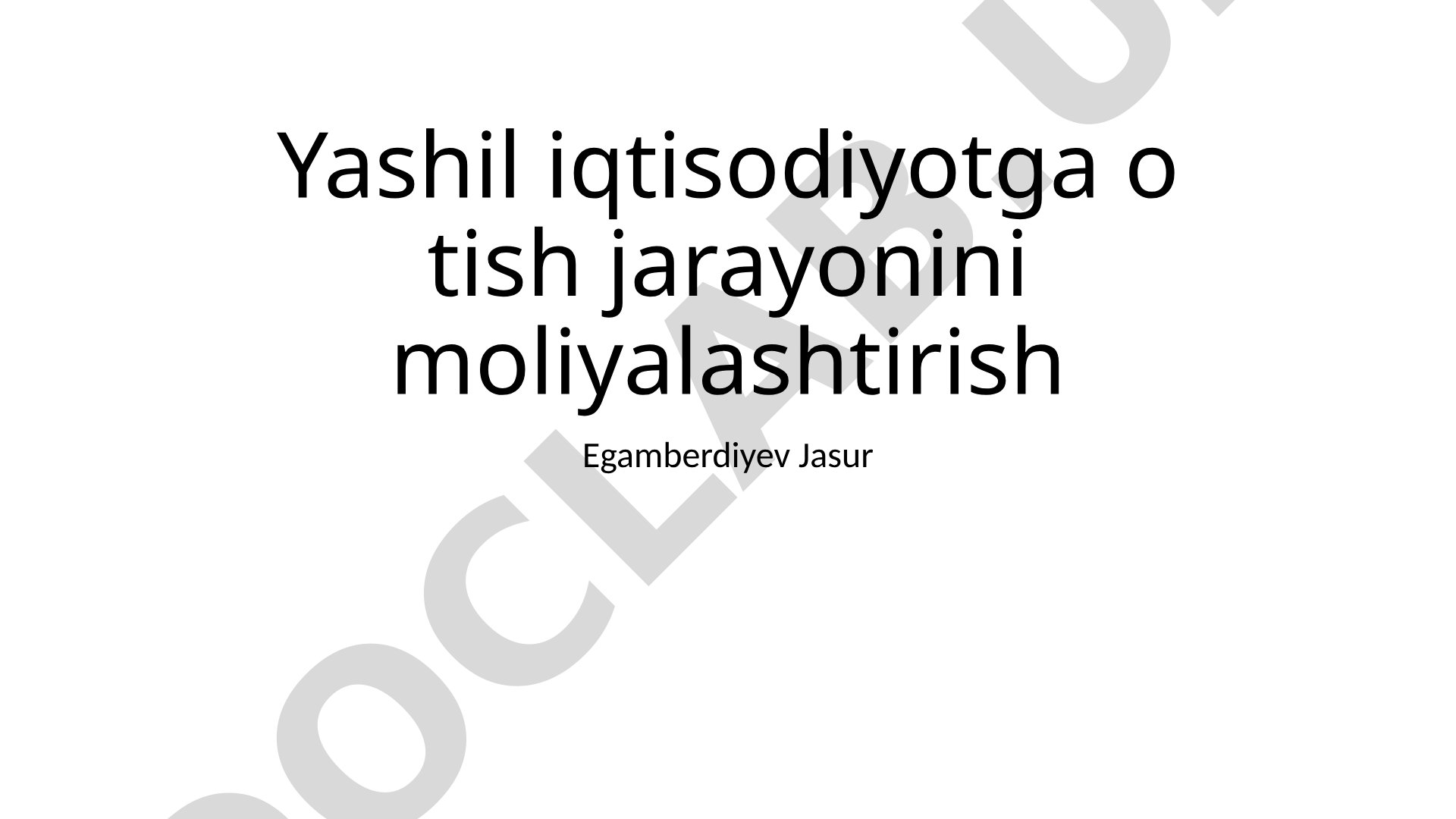 Yashil iqtisodiyotga o'tish jarayonini moliyalashtirish