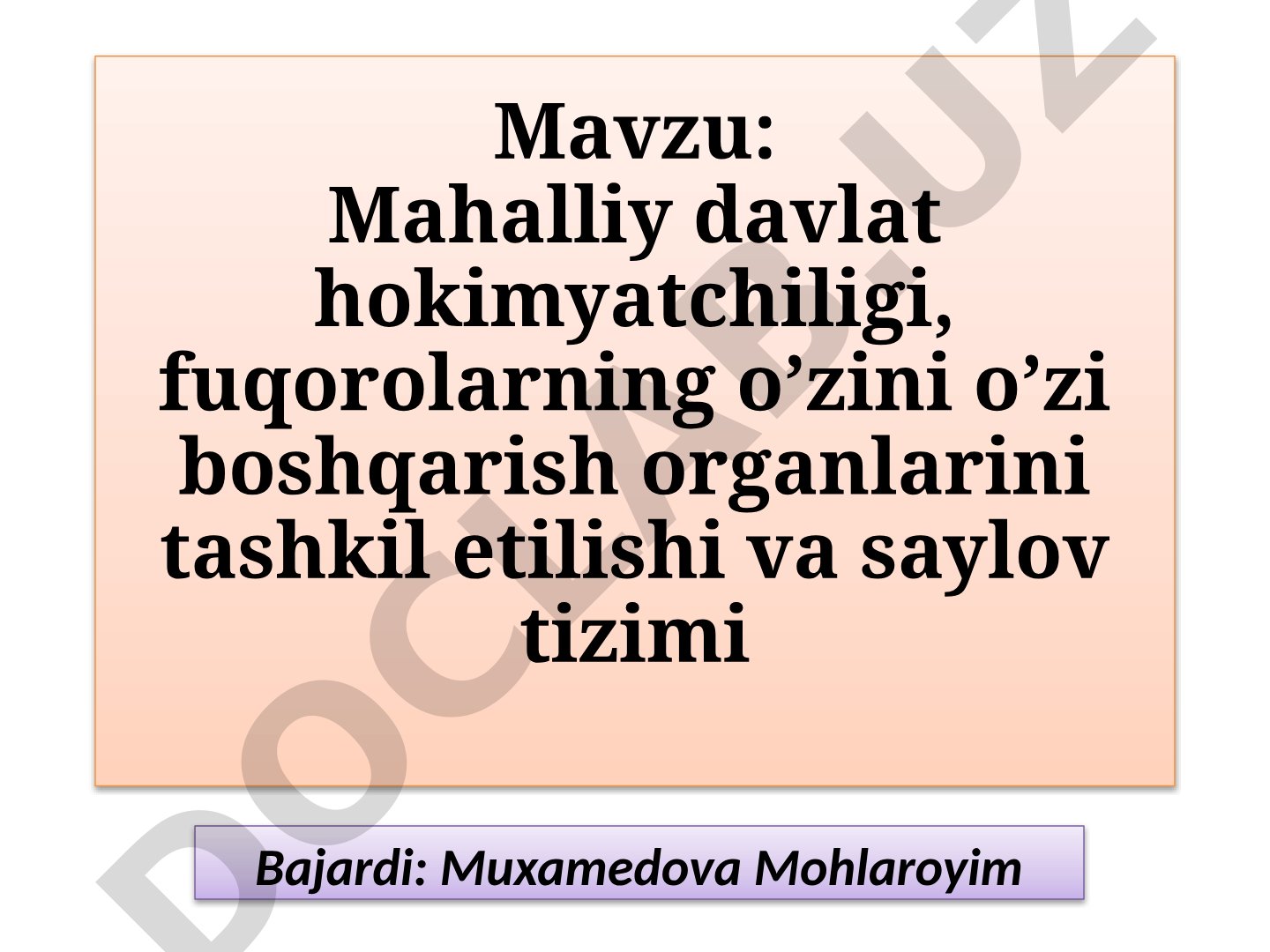 O'zbekistonda Fuqarolik Jamiyati va Saylov Tizimi