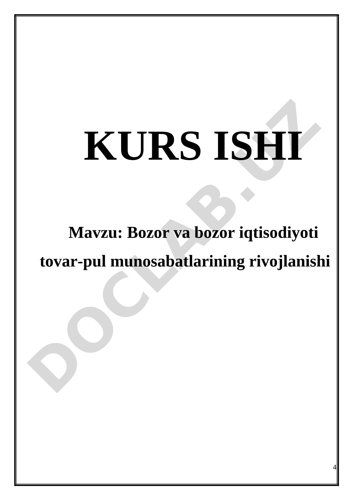 Bozor iqtisodiyoti kurs ishi