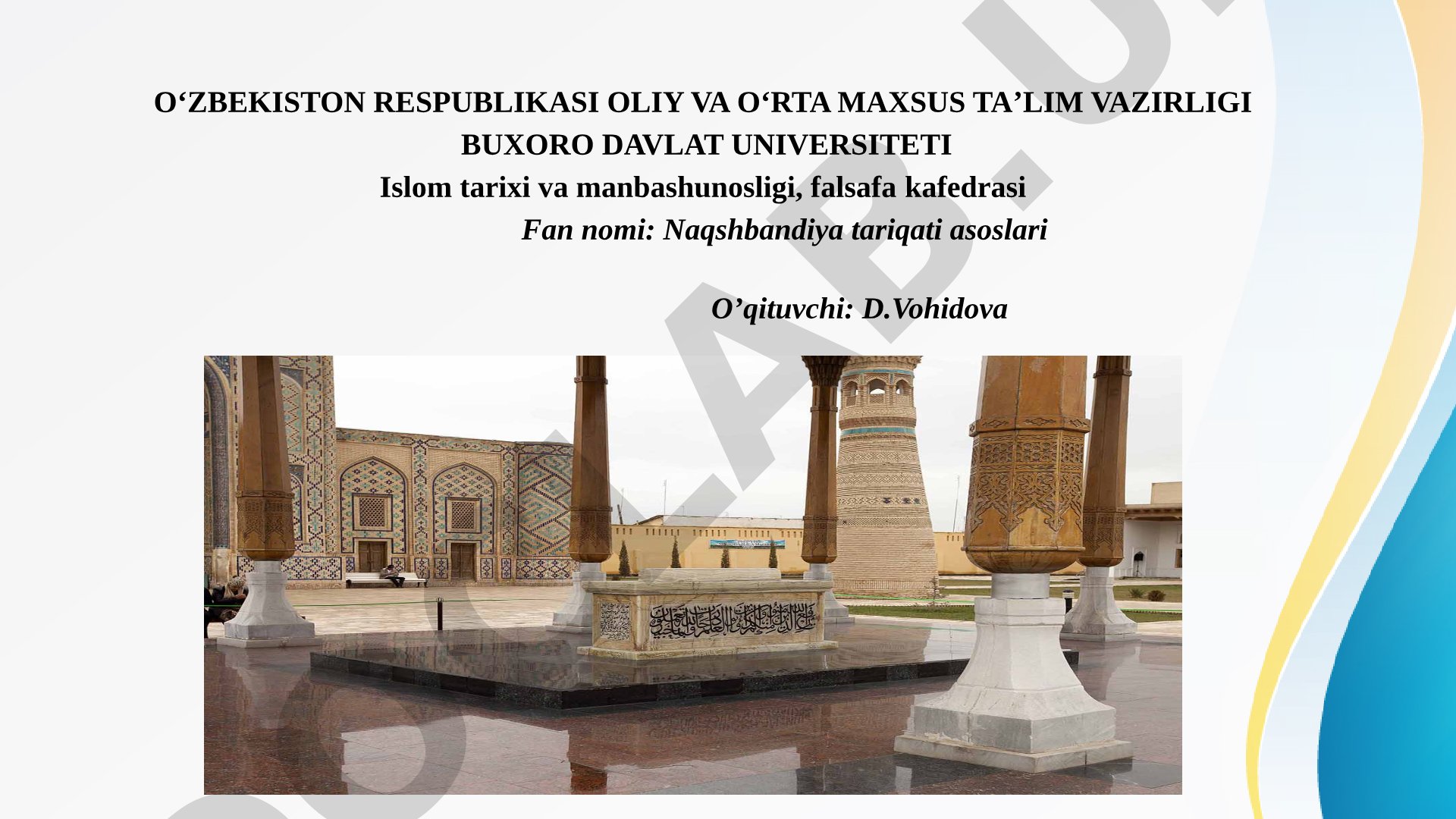 Naqshbandiya Tariqati Asoslari