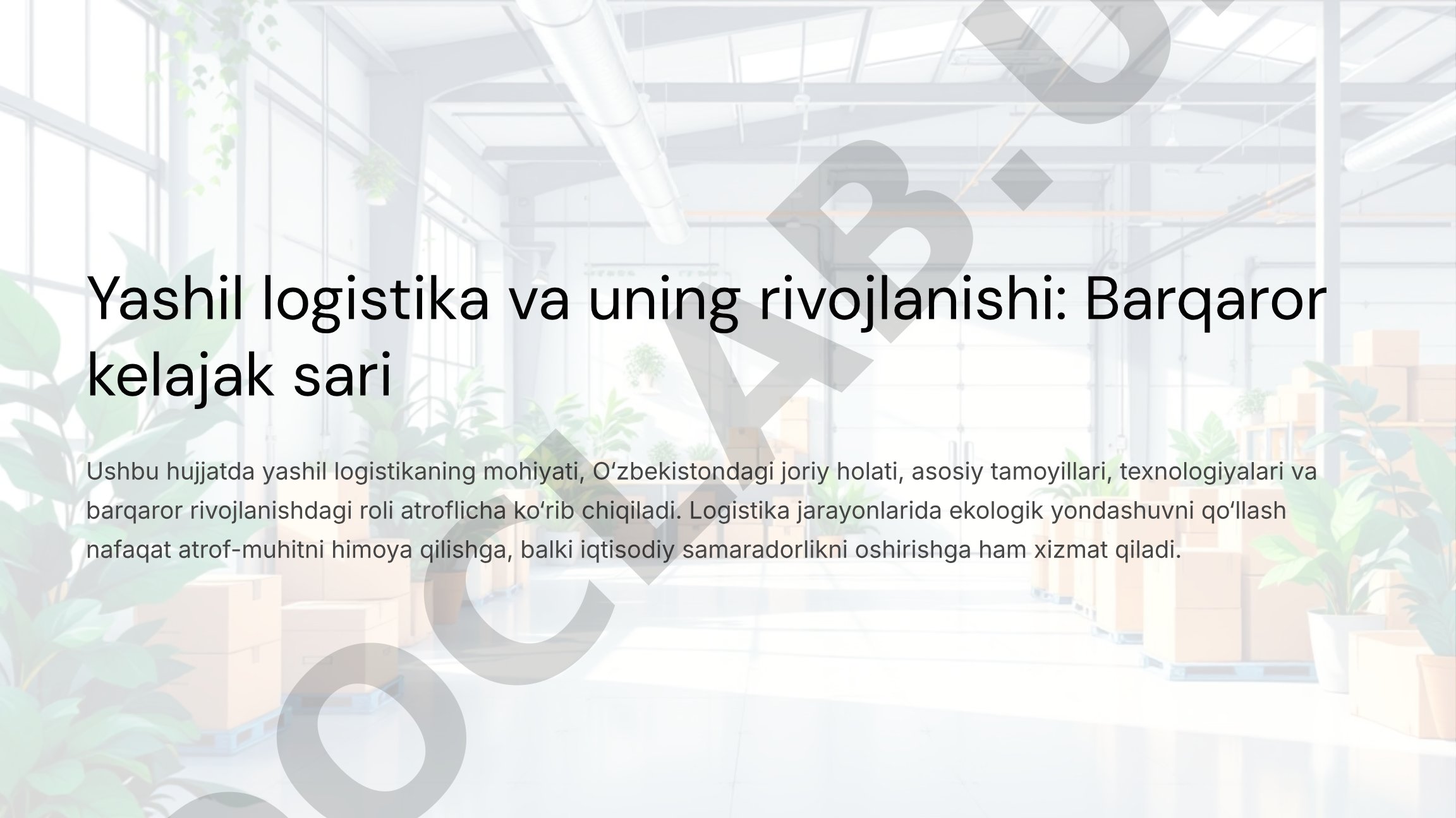 Yashil logistika va barqaror rivojlanish