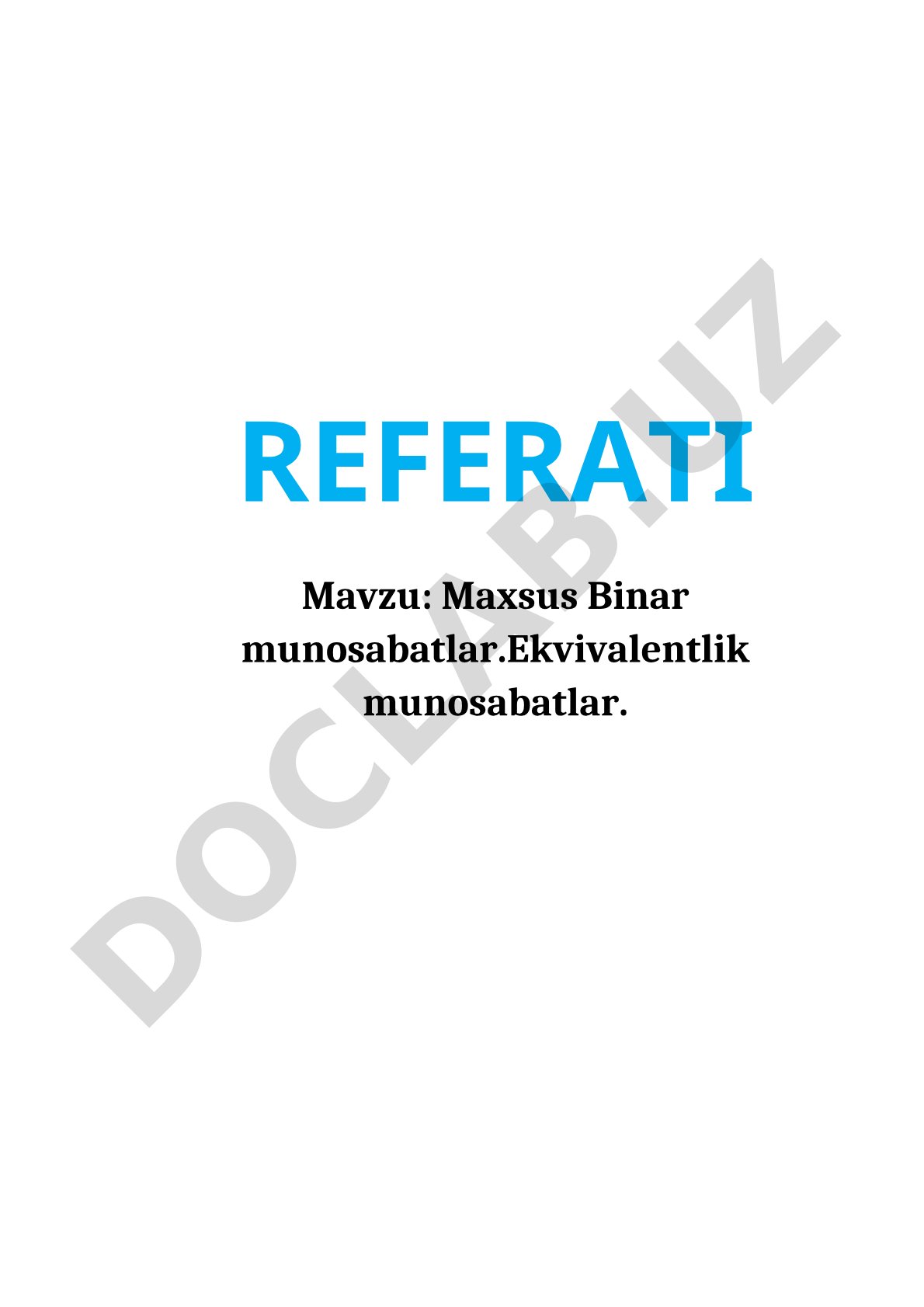 Binar munosabatlar va ekvivalentlik