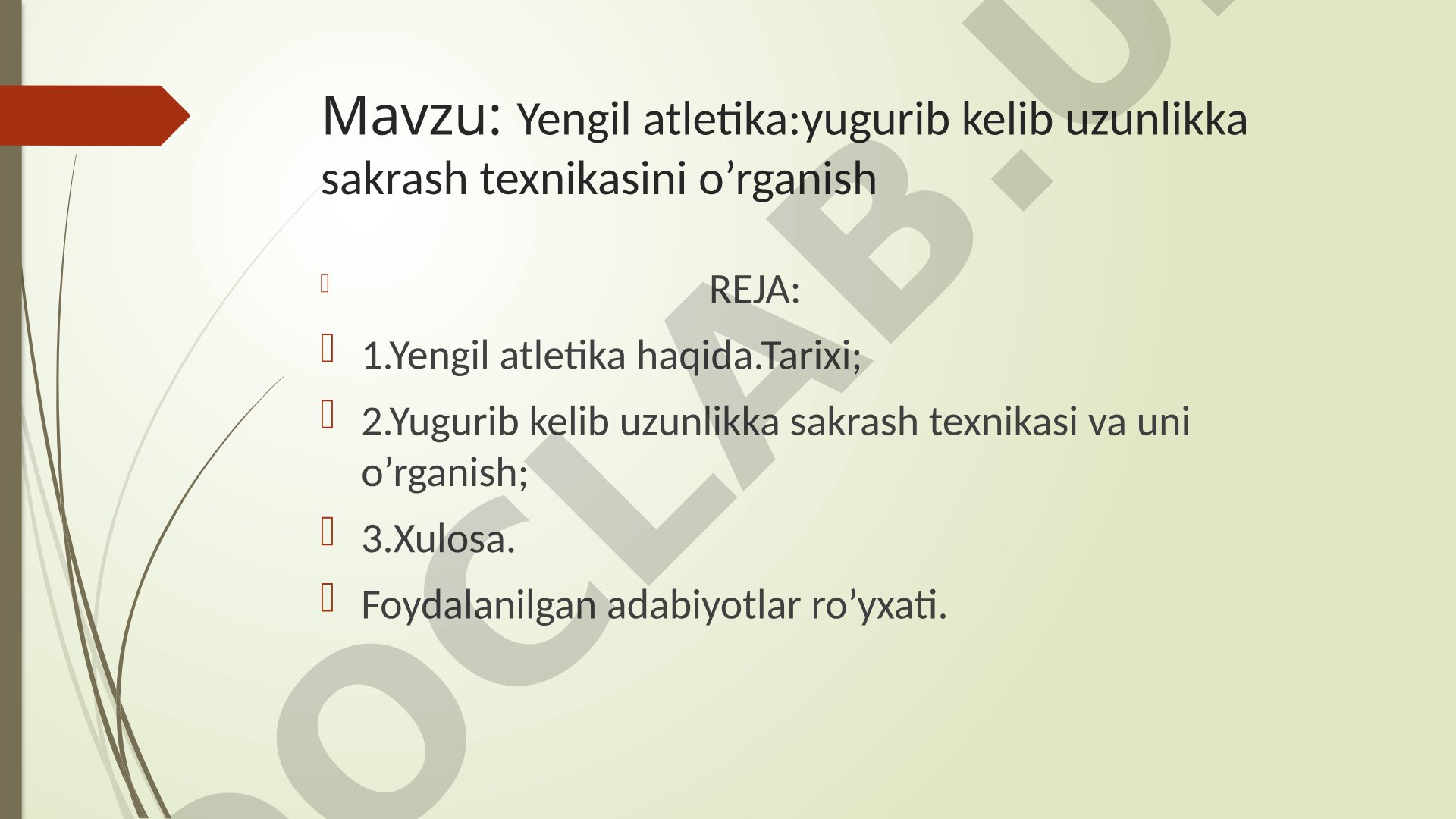 Yengil atletika: Yugurib kelib uzunlikka sakrash texnikasi