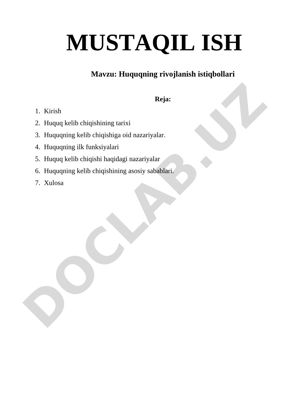 Huquqning Rivojlanish Istiqbollari