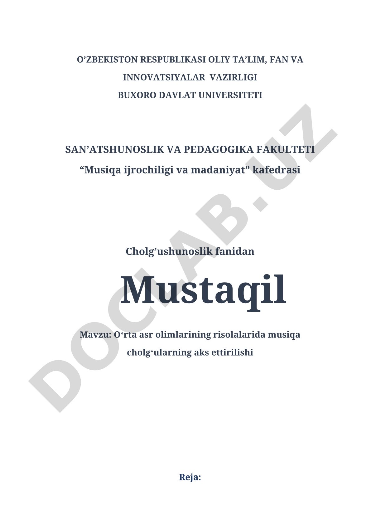 O'rta Asr Musiqa Cholg'ulari Risolasi