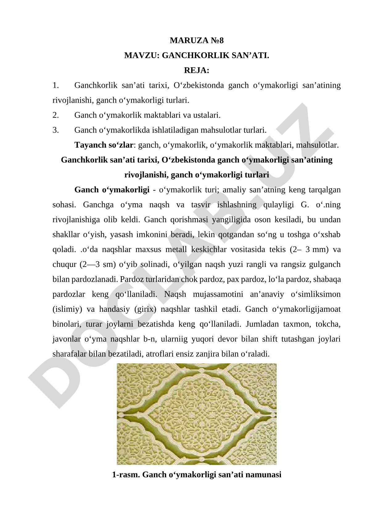 Ganchkorlik San'ati Darslik