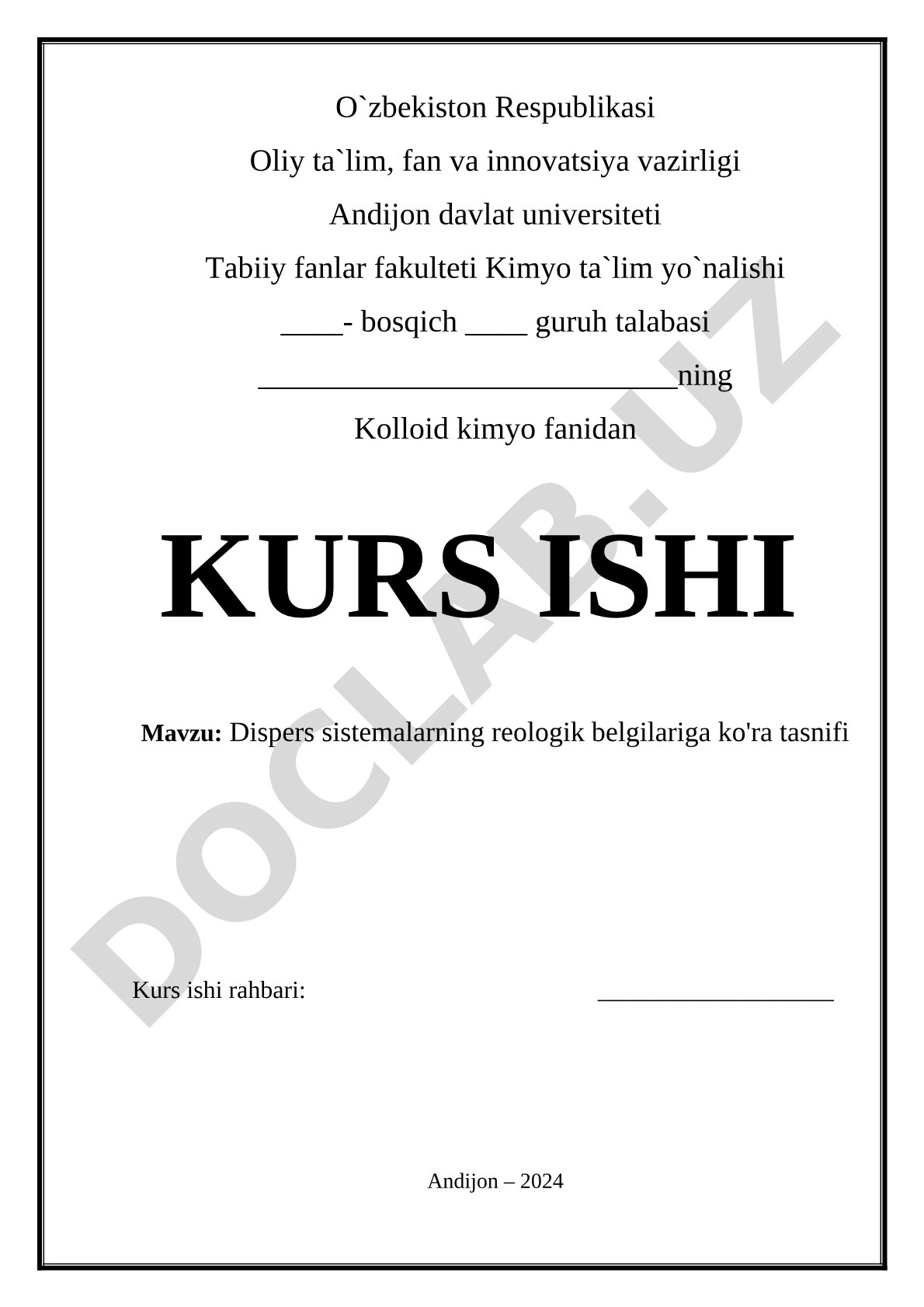 Kolloid kimyo kurs ishi