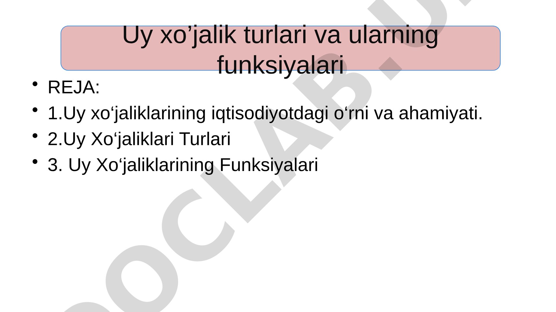Uy Xo'jaliklari Iqtisodiyoti