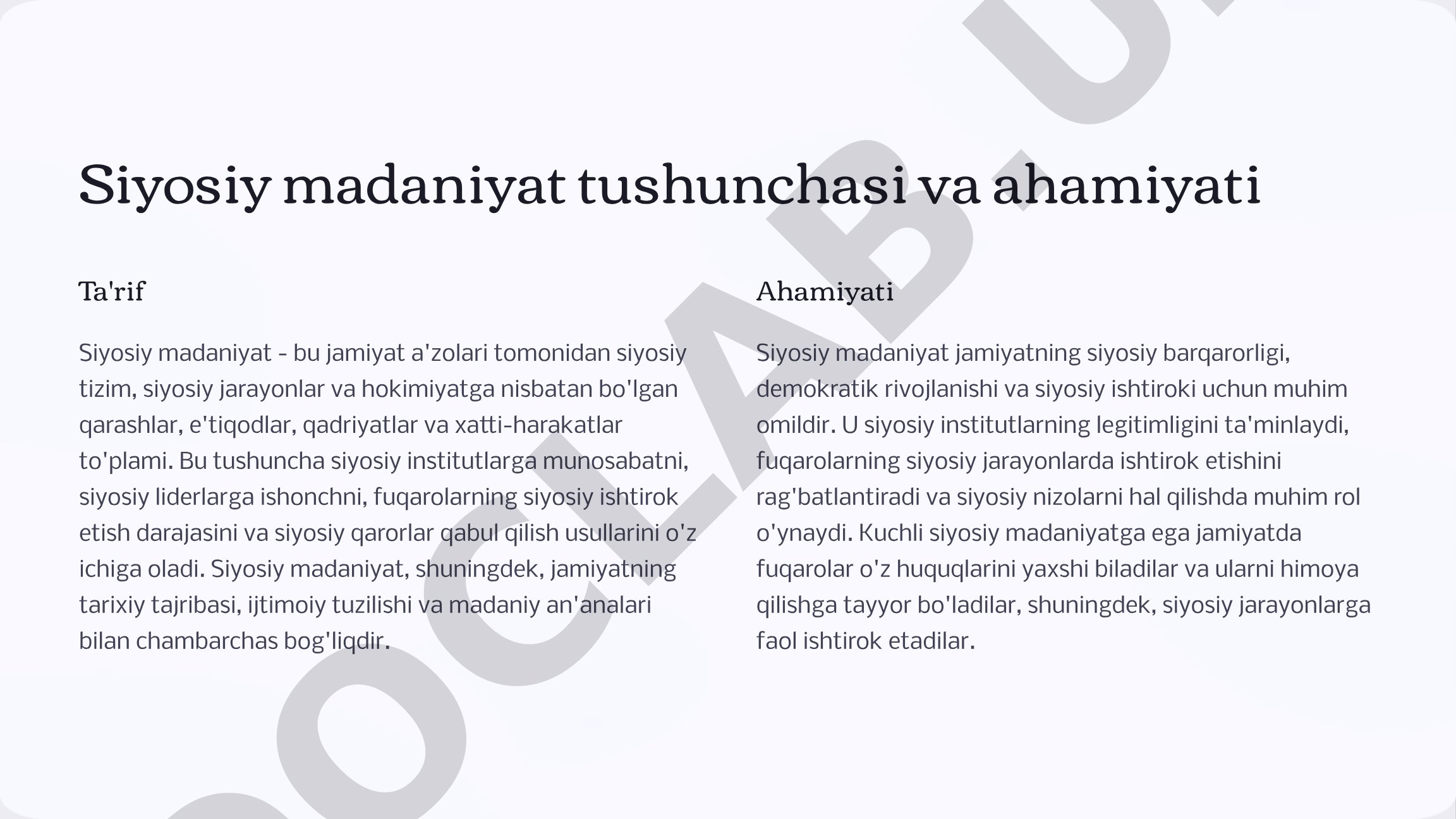 Siyosiy Madaniyat Ta'rifi va Ahamiyati