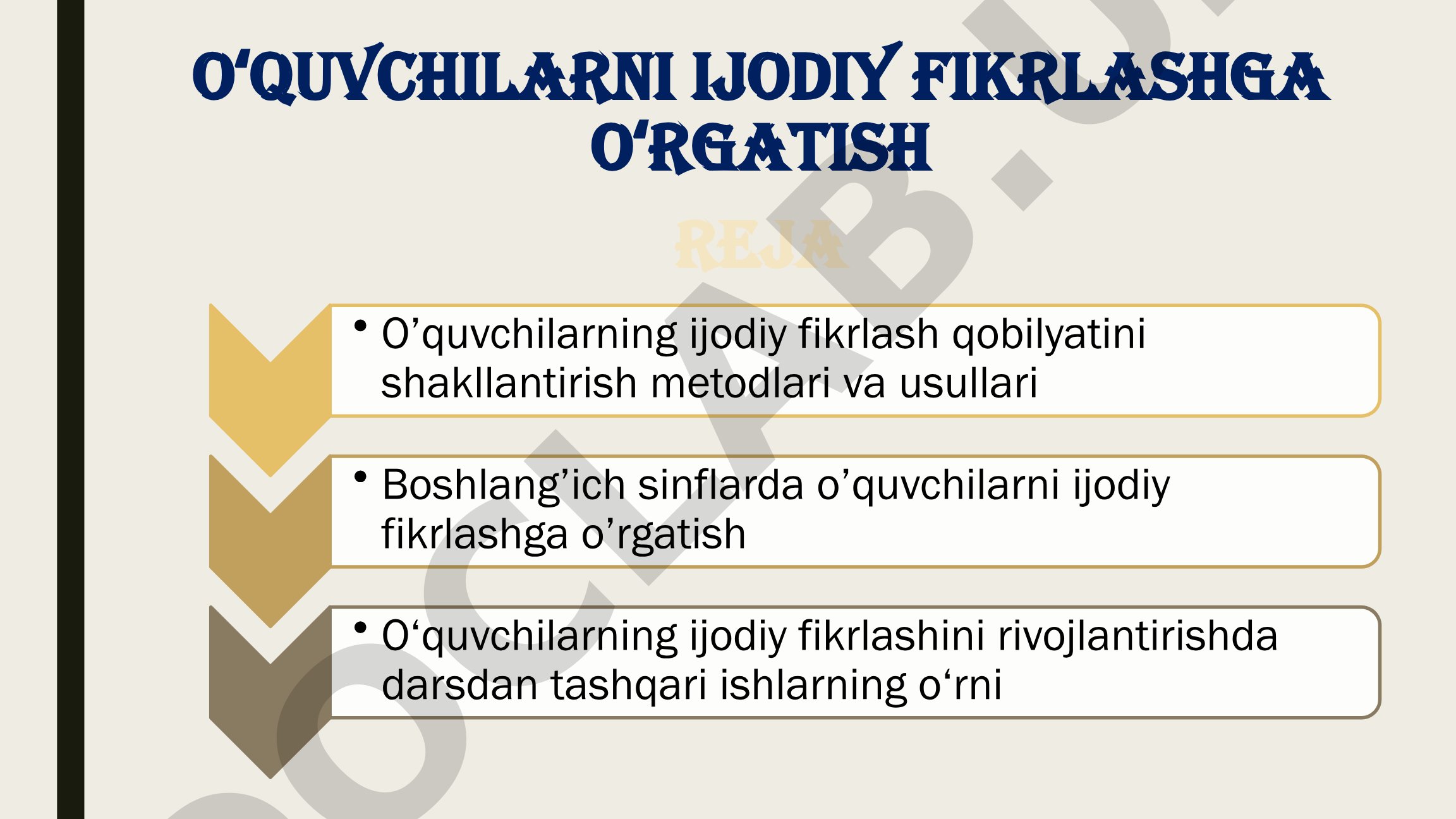 Ijodiy Fikrlashni Rivojlantirish Rejasi