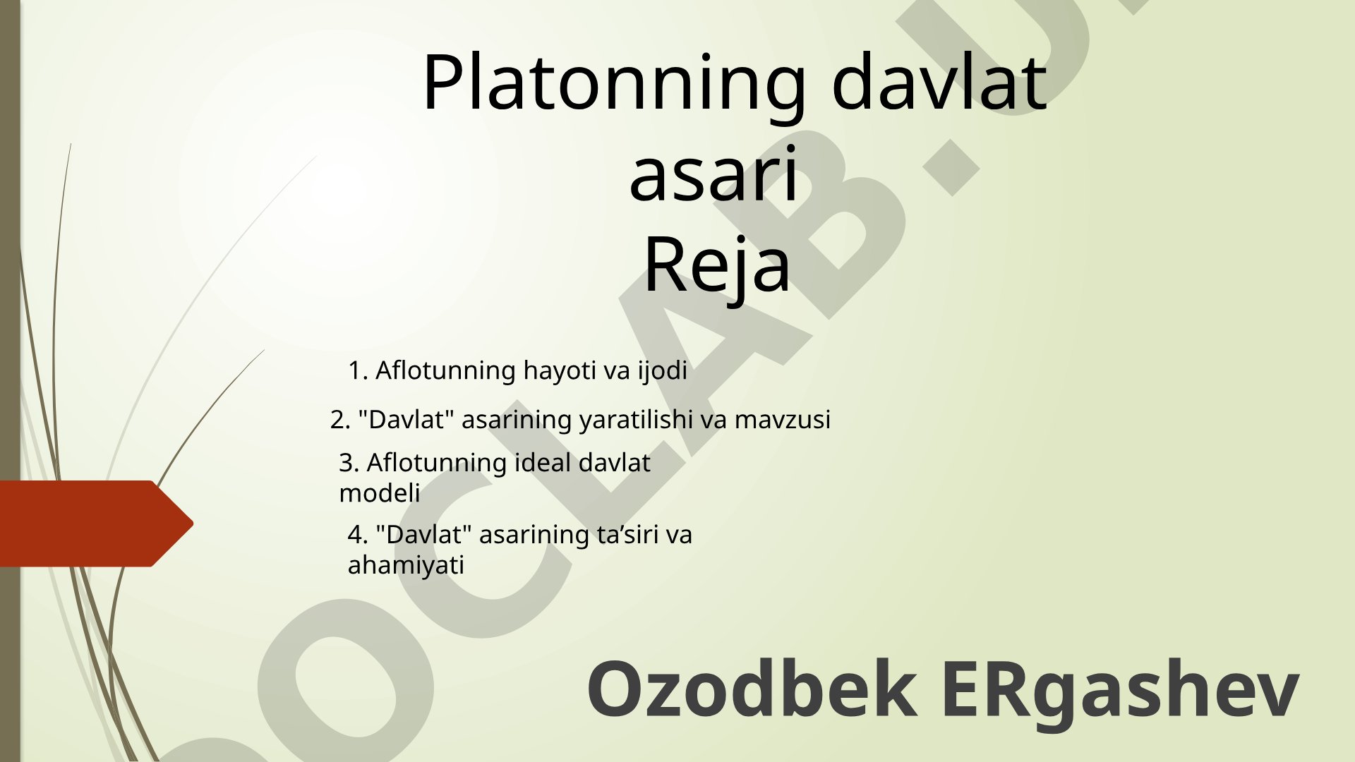Platonning Davlat Asari Tahlili
