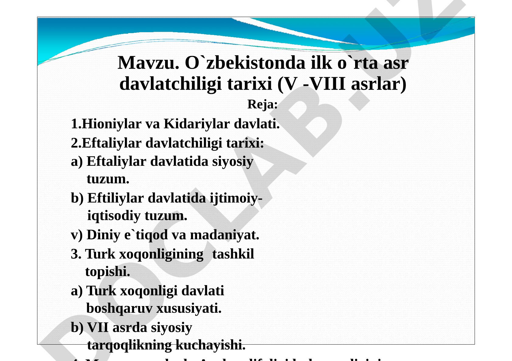 Oʻzbekistonda ilk oʻrta asr davlatchiligi tarixi