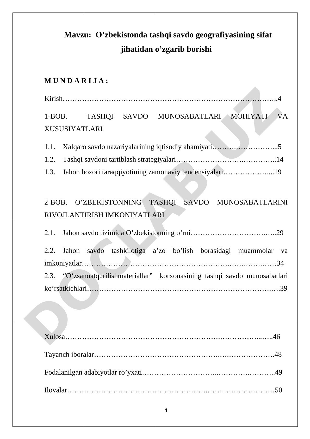 O'zbekiston tashqi savdo geografiyasi