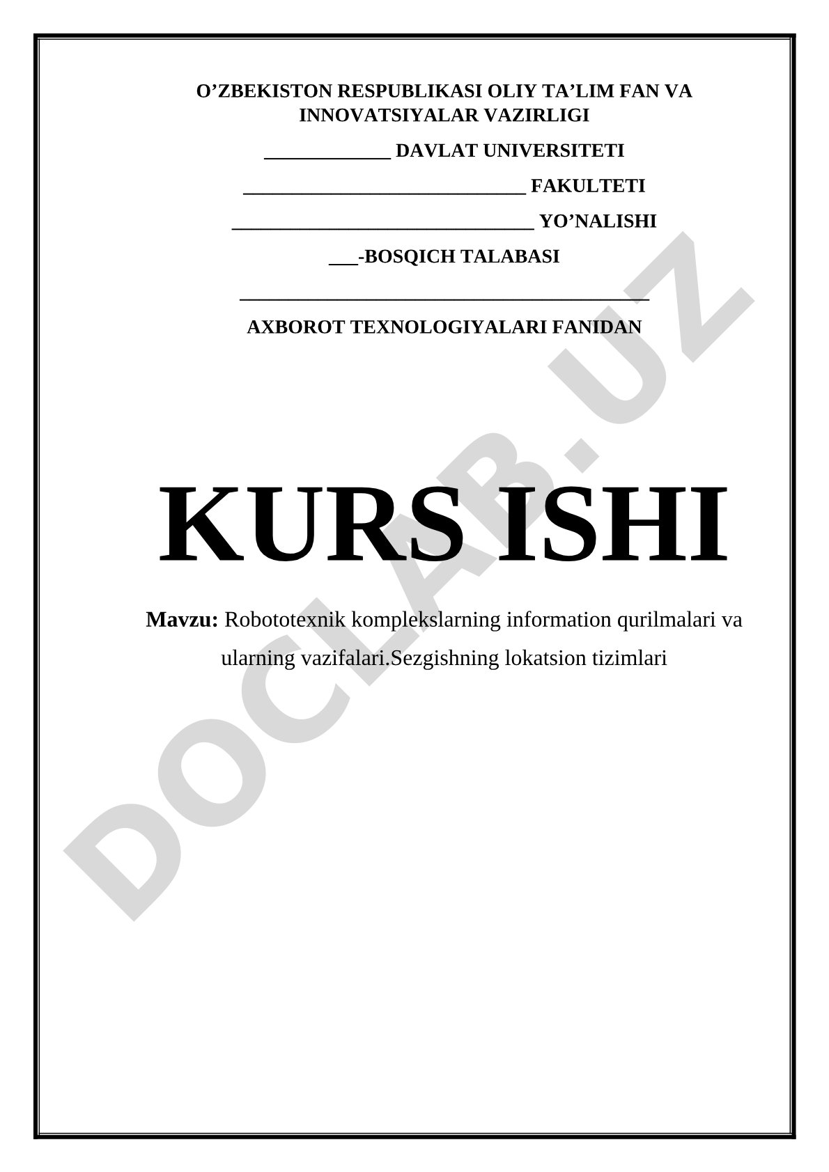 Robototexnika kurs ishi