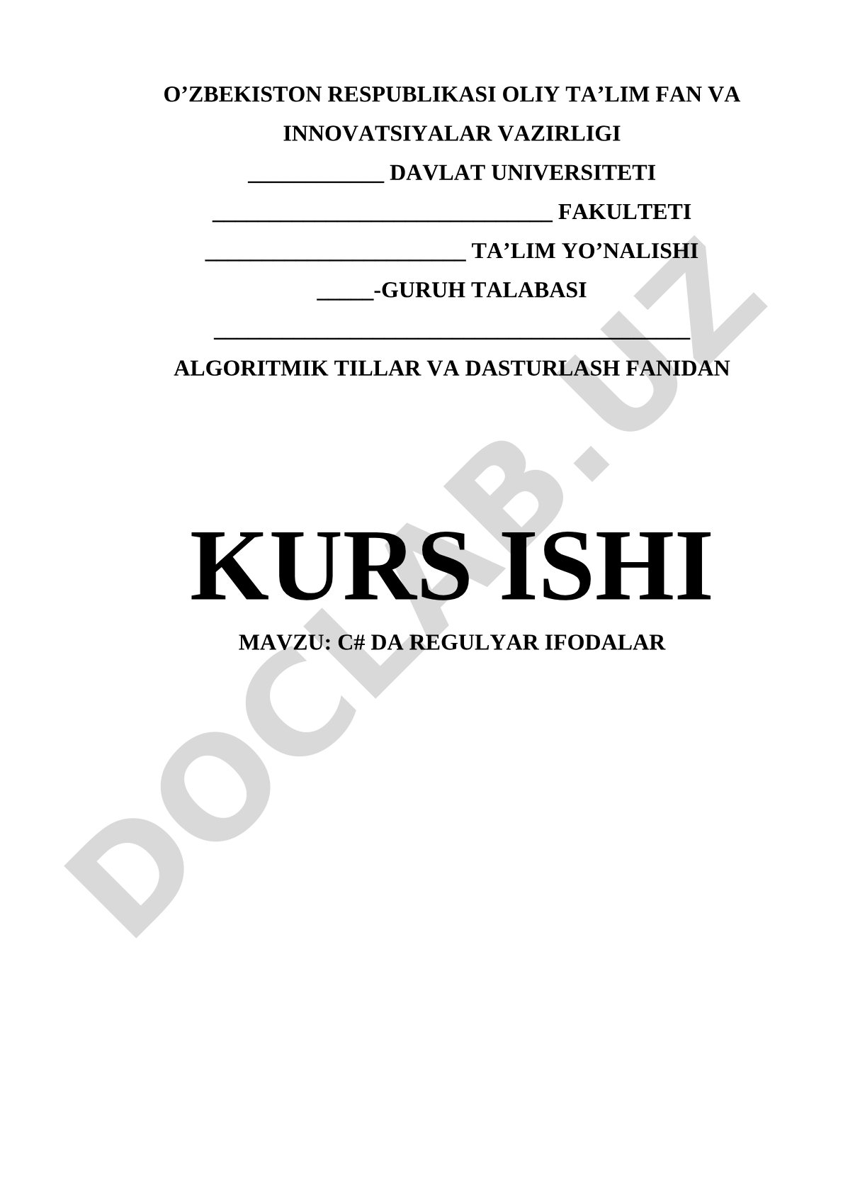 C# da Regulyar Ifodalar Kurs Ishi