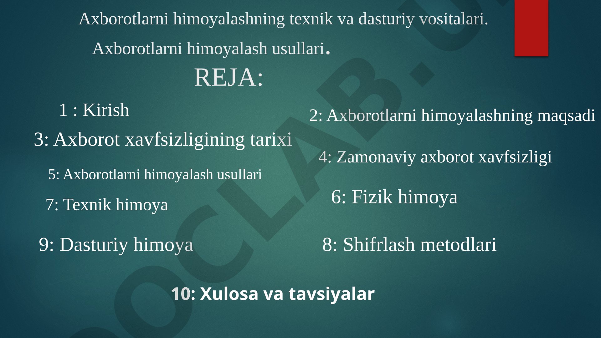 Axborot Xavfsizligi Usullari