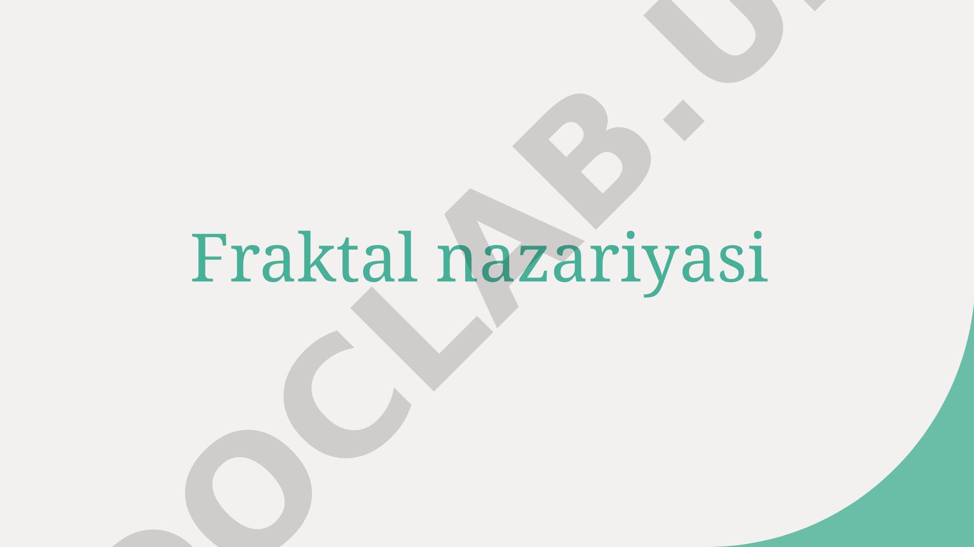 Fraktal Nazariyasi