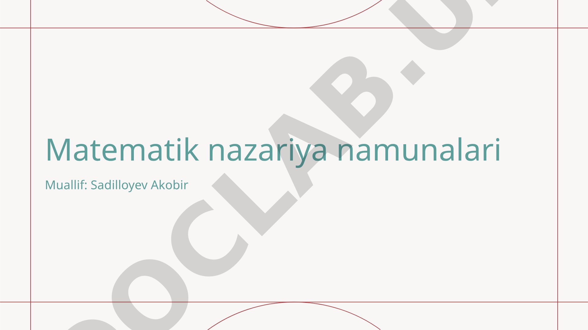 Matematik Asoslar Qo'llanmasi