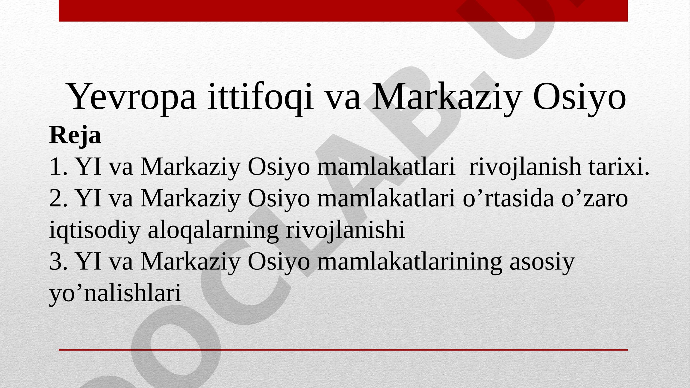 Yevropa Ittifoqi va Markaziy Osiyo Hamkorligi