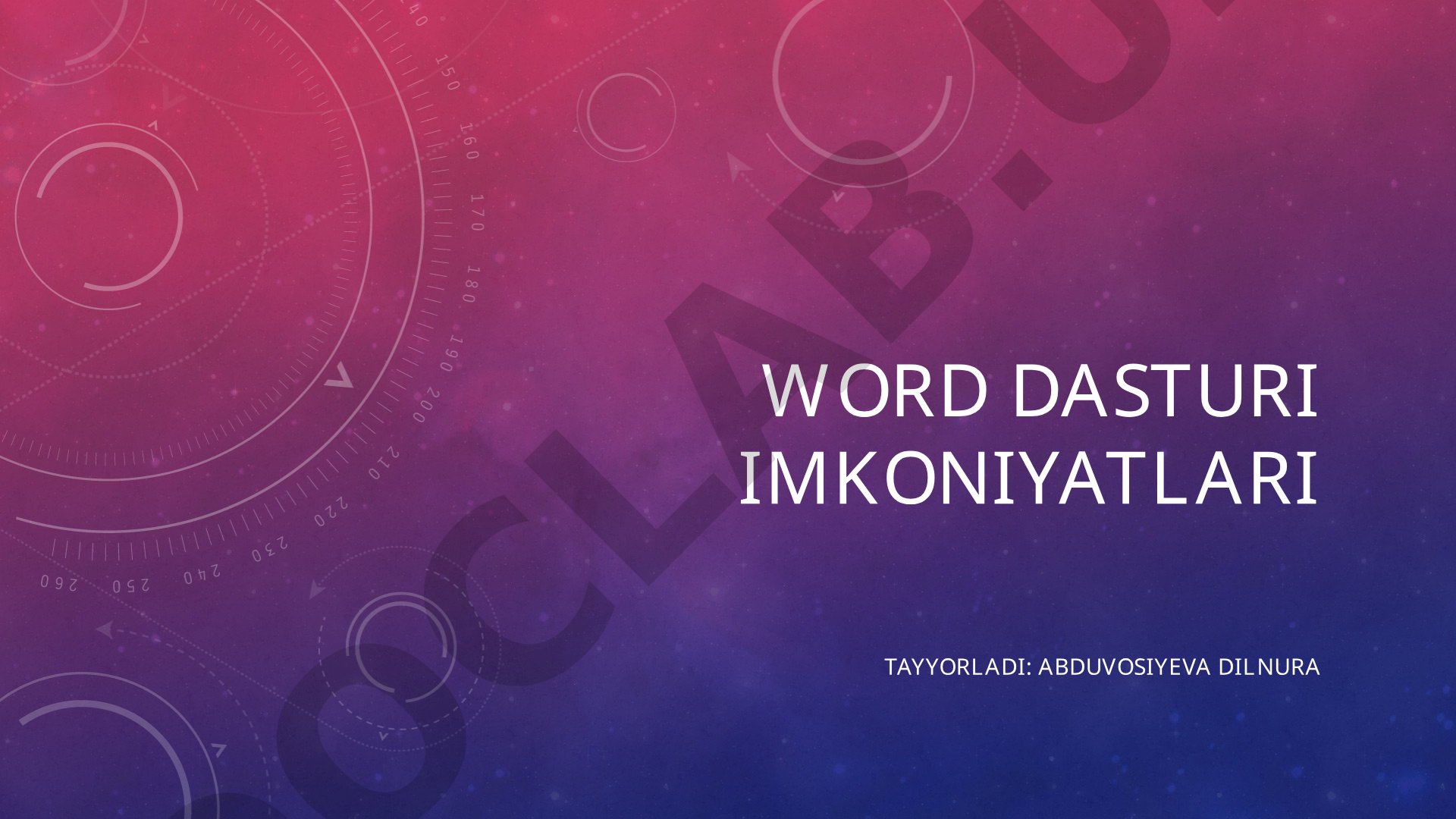 Microsoft Word Dasturi Qo'llanmasi