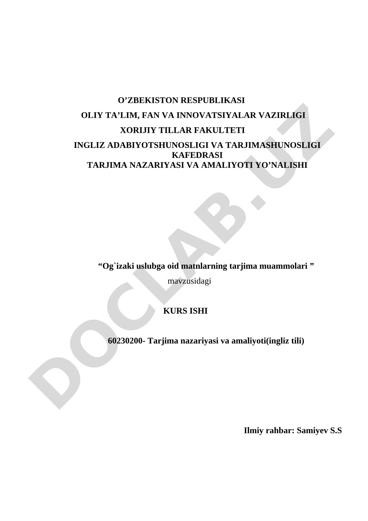 Og'zaki uslub matnlarining tarjima muammolari