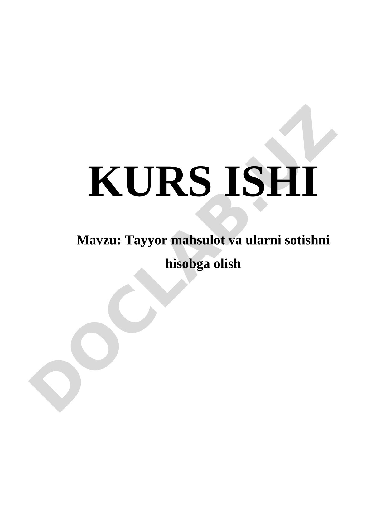 Tayyor mahsulot hisobi va sotish kurs ishi
