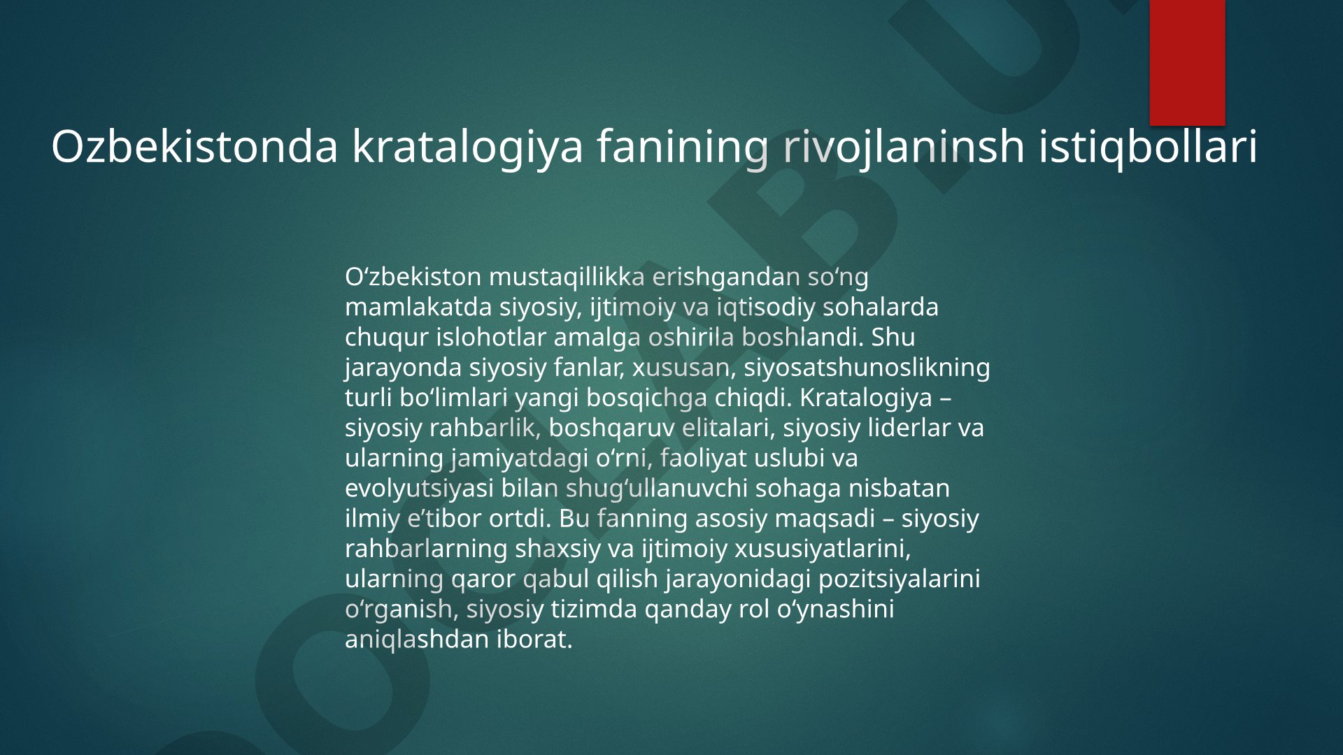 Kratalogiya Fanining Rivojlanishi