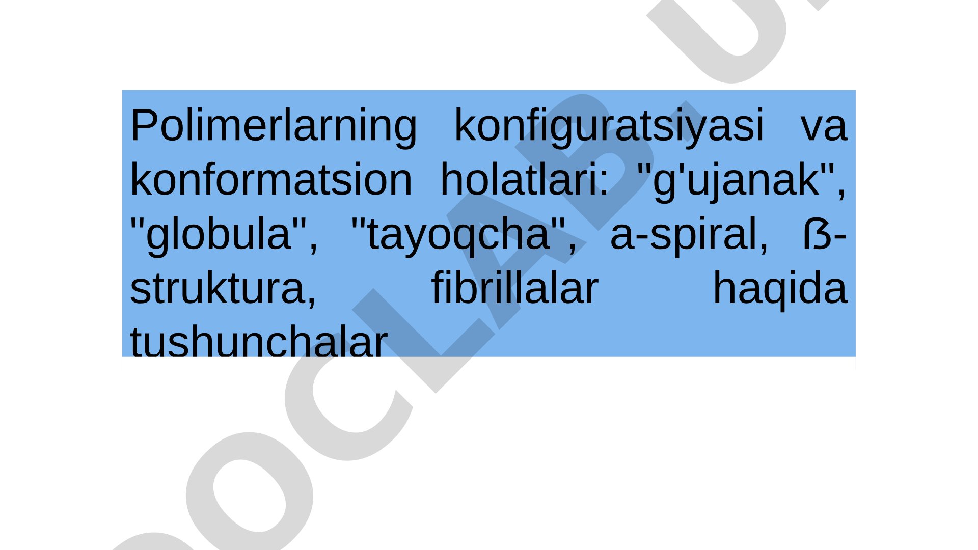 Polimerlarning Konfiguratsiyasi va Konformatsiyasi