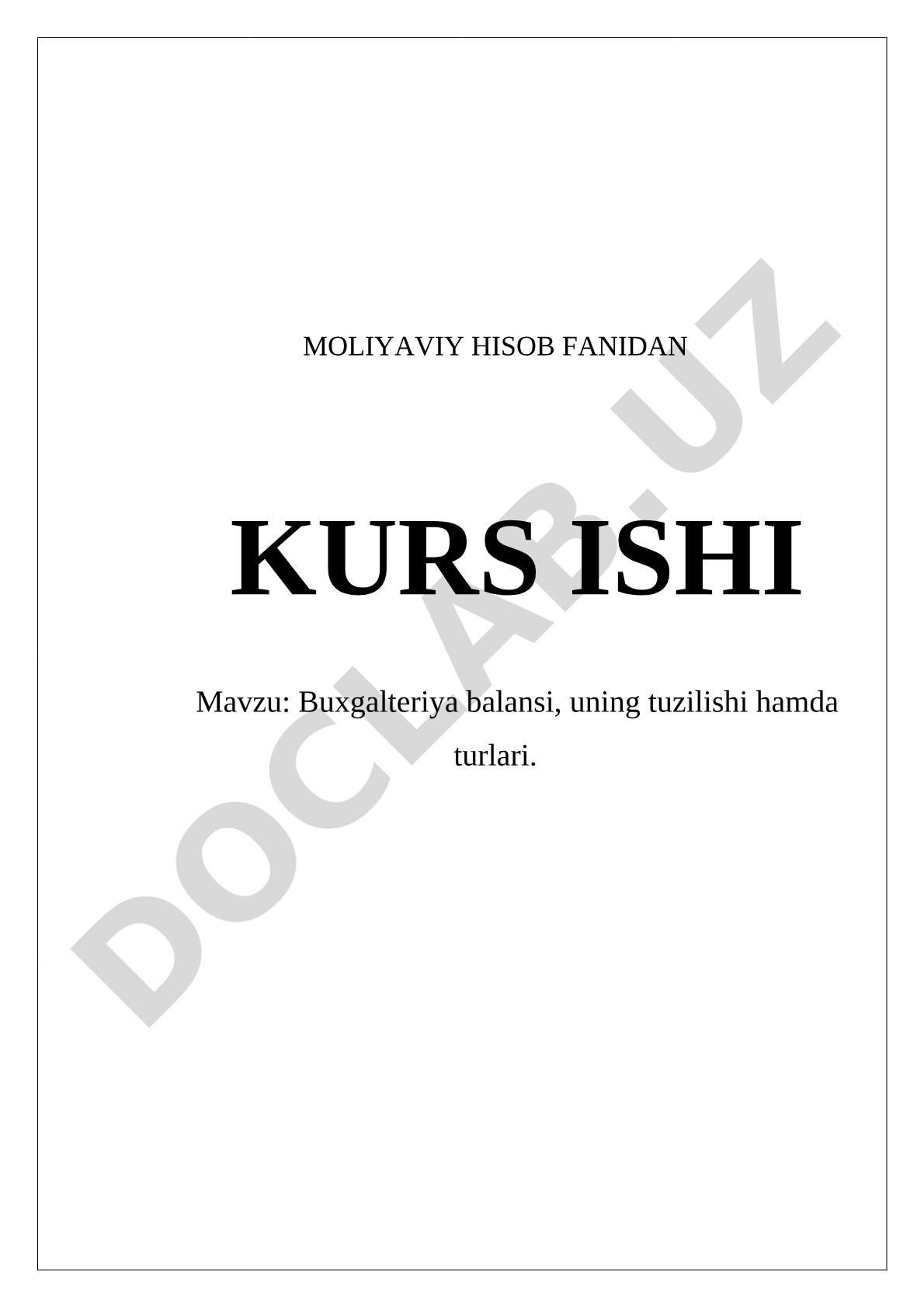 Buxgalteriya balansi kurs ishi