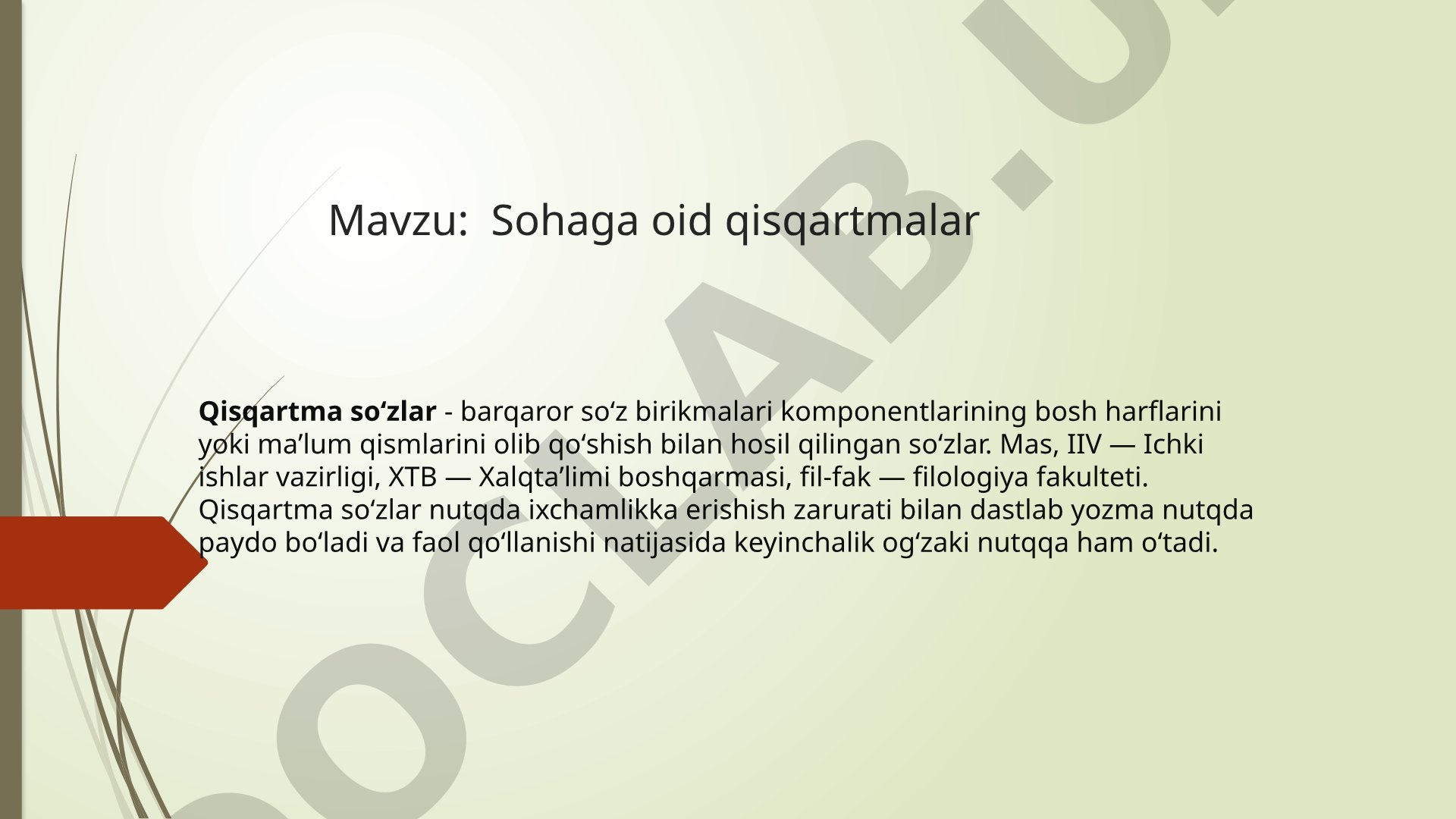 Qisqartma So'zlar Qo'llanmasi