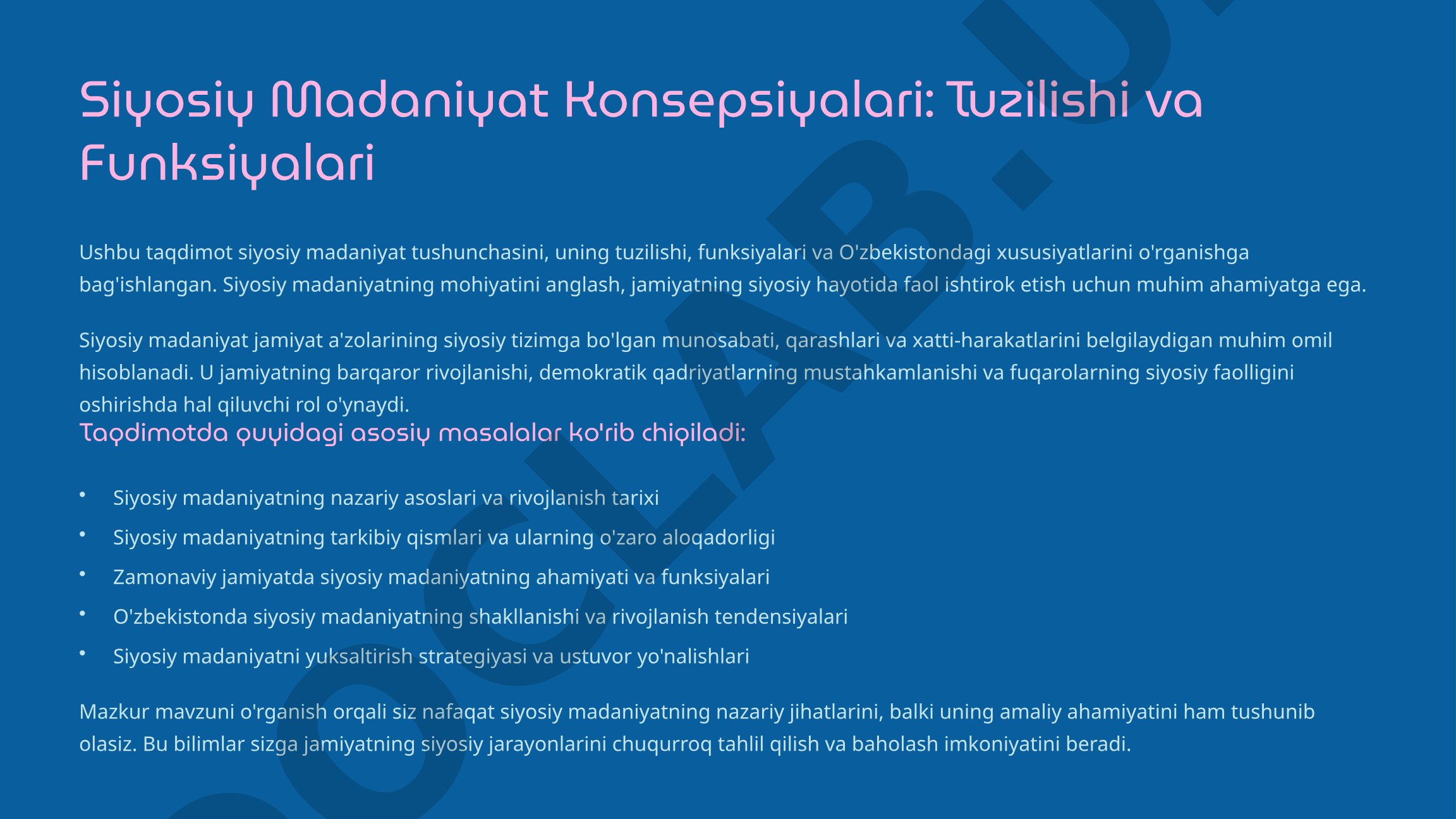 Siyosiy Madaniyat Taqdimoti