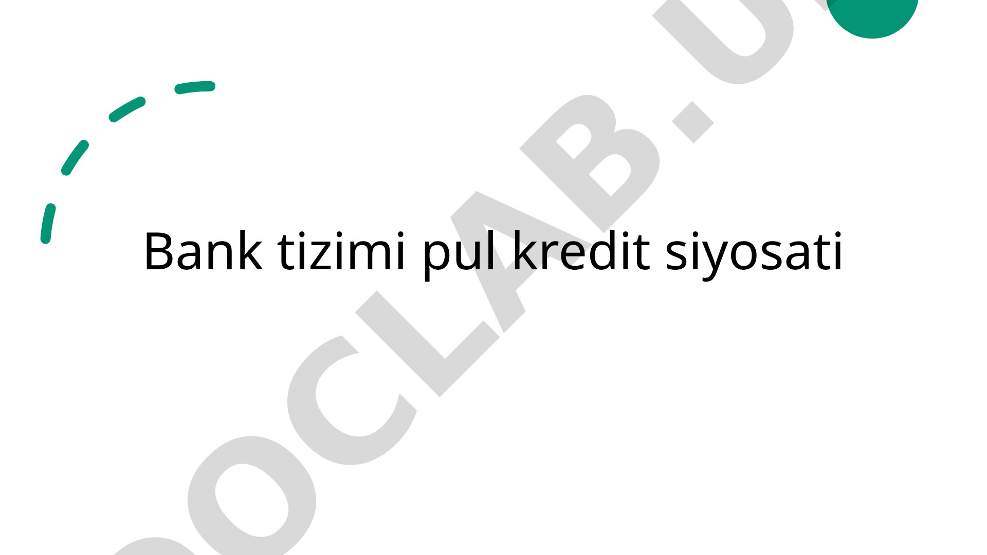 Markaziy Bankning Moliyaviy Siyosati