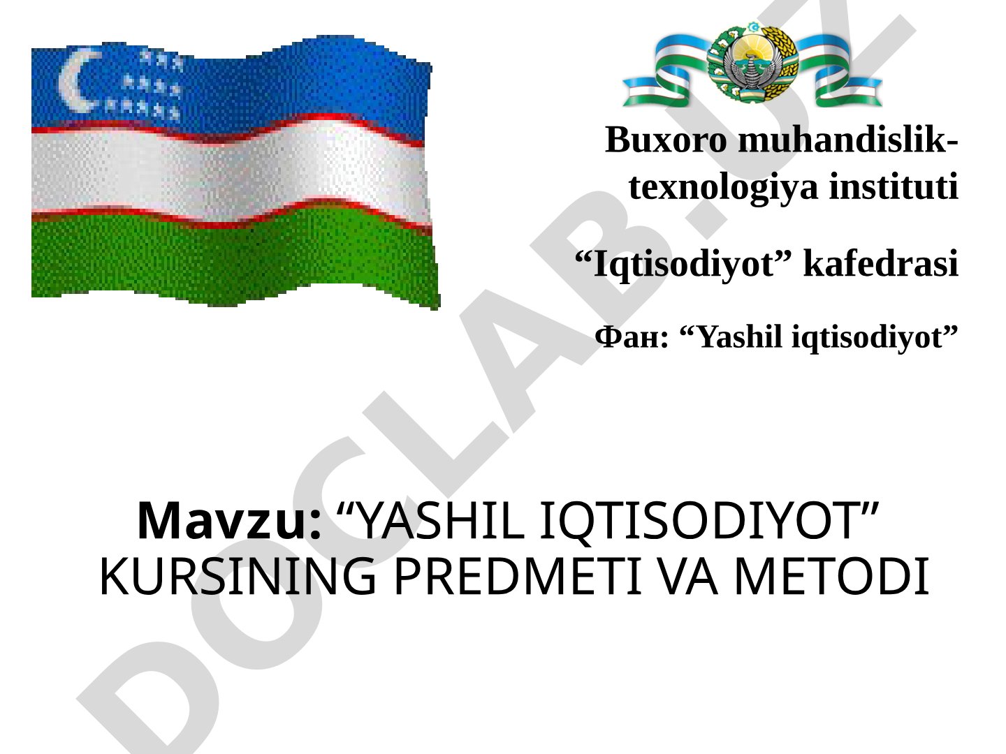 Yashil Iqtisodiyot Kurs Ishi