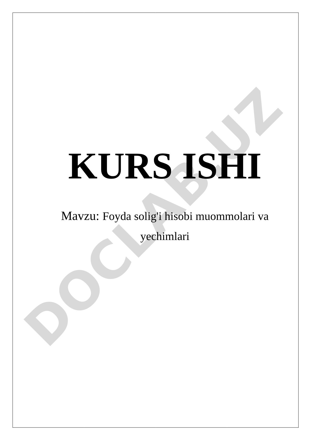 Foyda Solig'i Hisobi Kurs Ishi