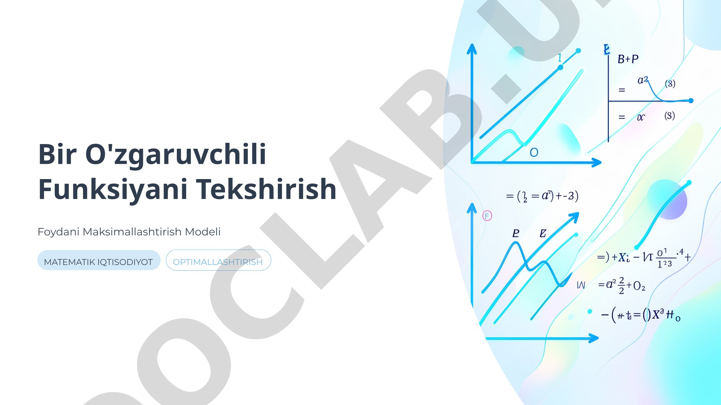 Bir o'zgaruvchili funksiyani tekshirish foydani maksimallashtirish modeli