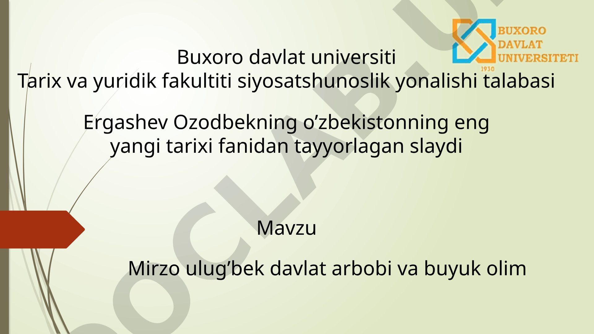 Mirzo Ulug'bek Taqdimoti